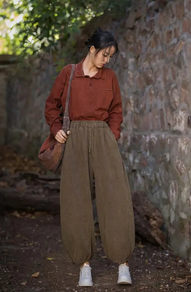 Vintage-inspired Linen Carrot Pants for Modern Women