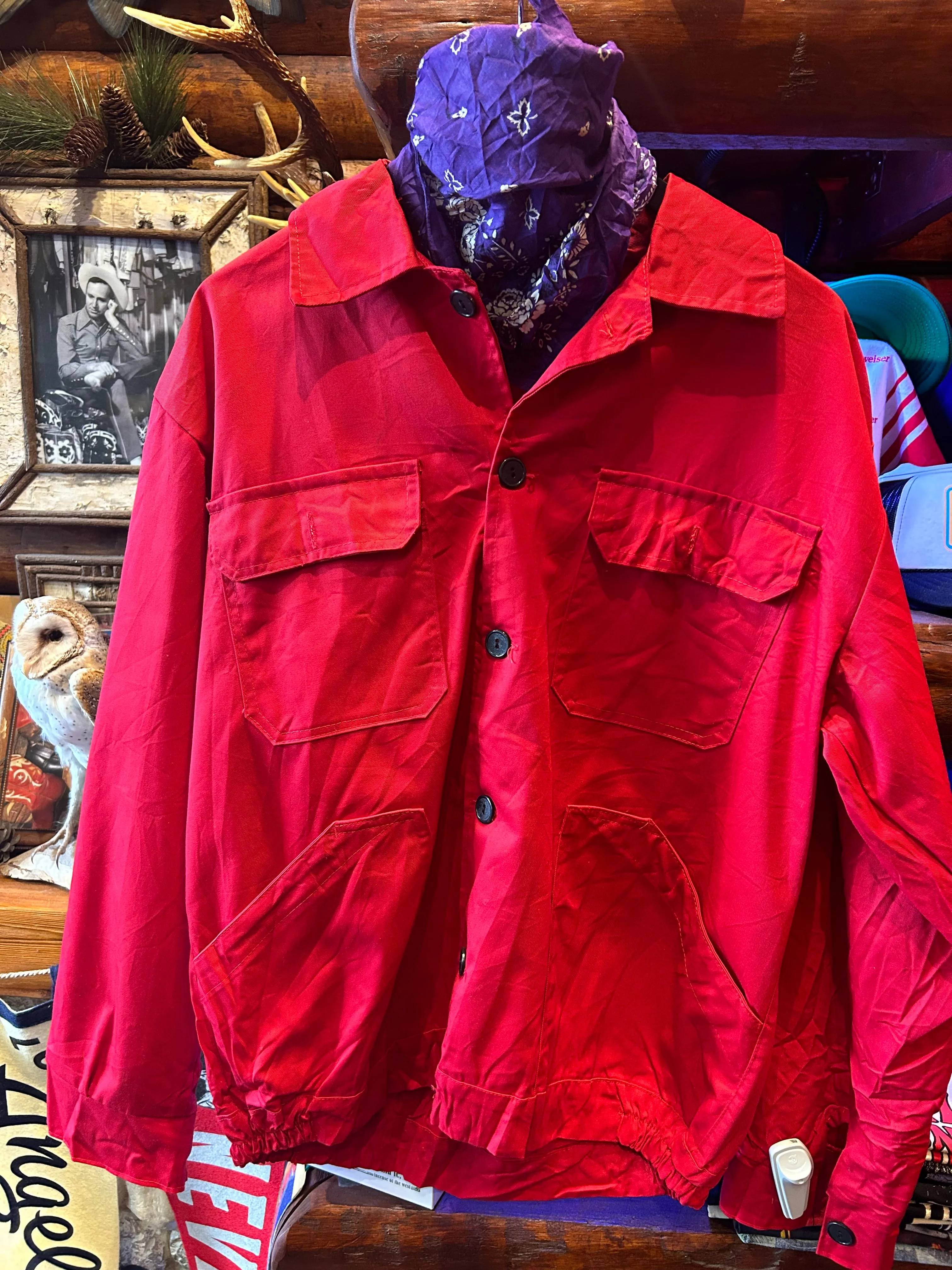 Vintage Red French Work Bomber Jacket, Medium