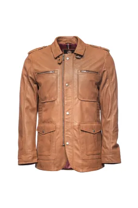 Vintage Safari Leather Coat (Camel Coat) – Tan