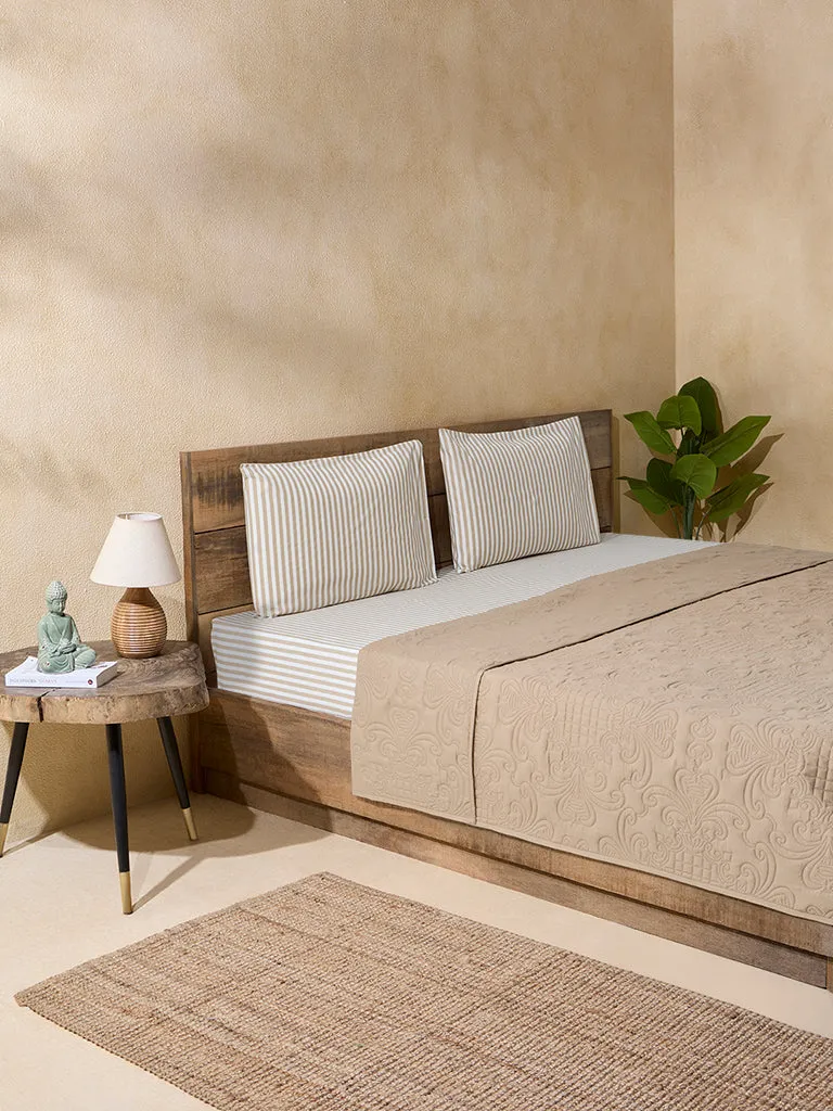 Westside Home Beige Double Bed Quilted Blanket