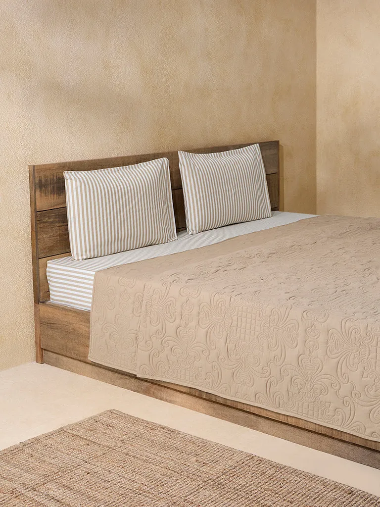 Westside Home Beige Double Bed Quilted Blanket