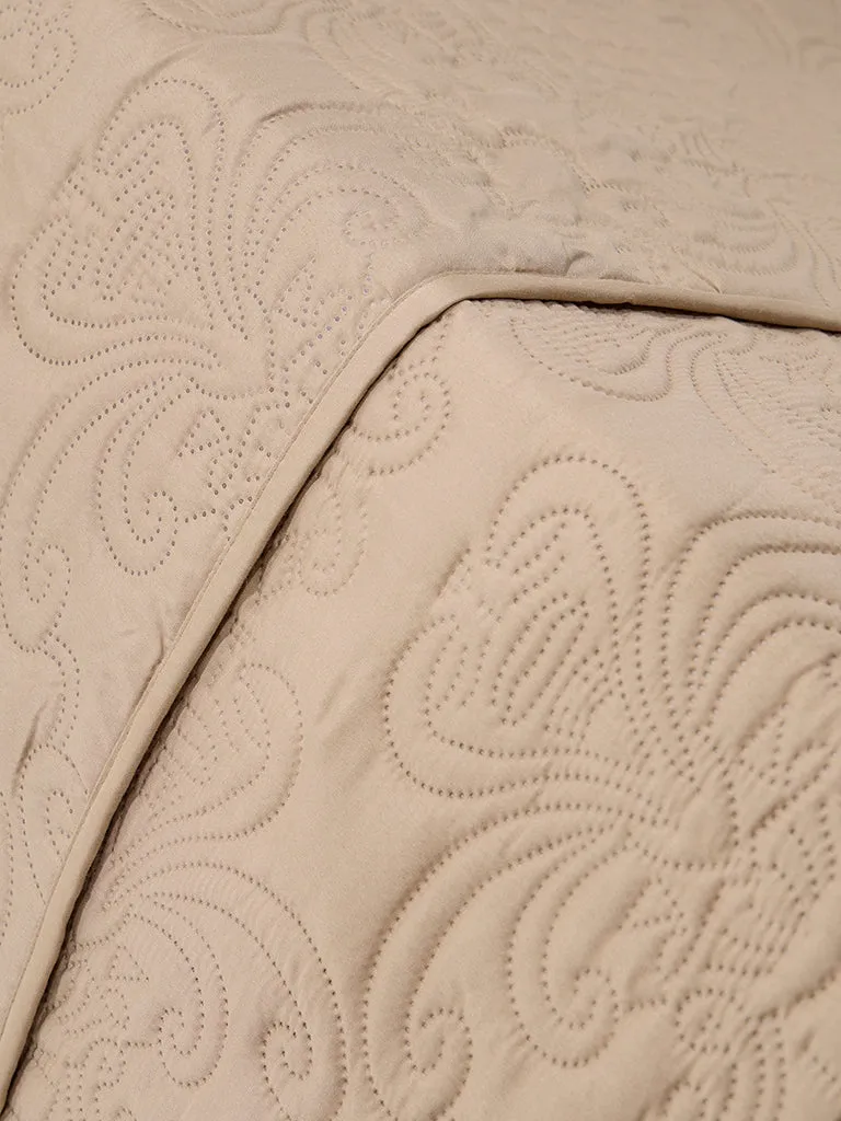 Westside Home Beige Double Bed Quilted Blanket
