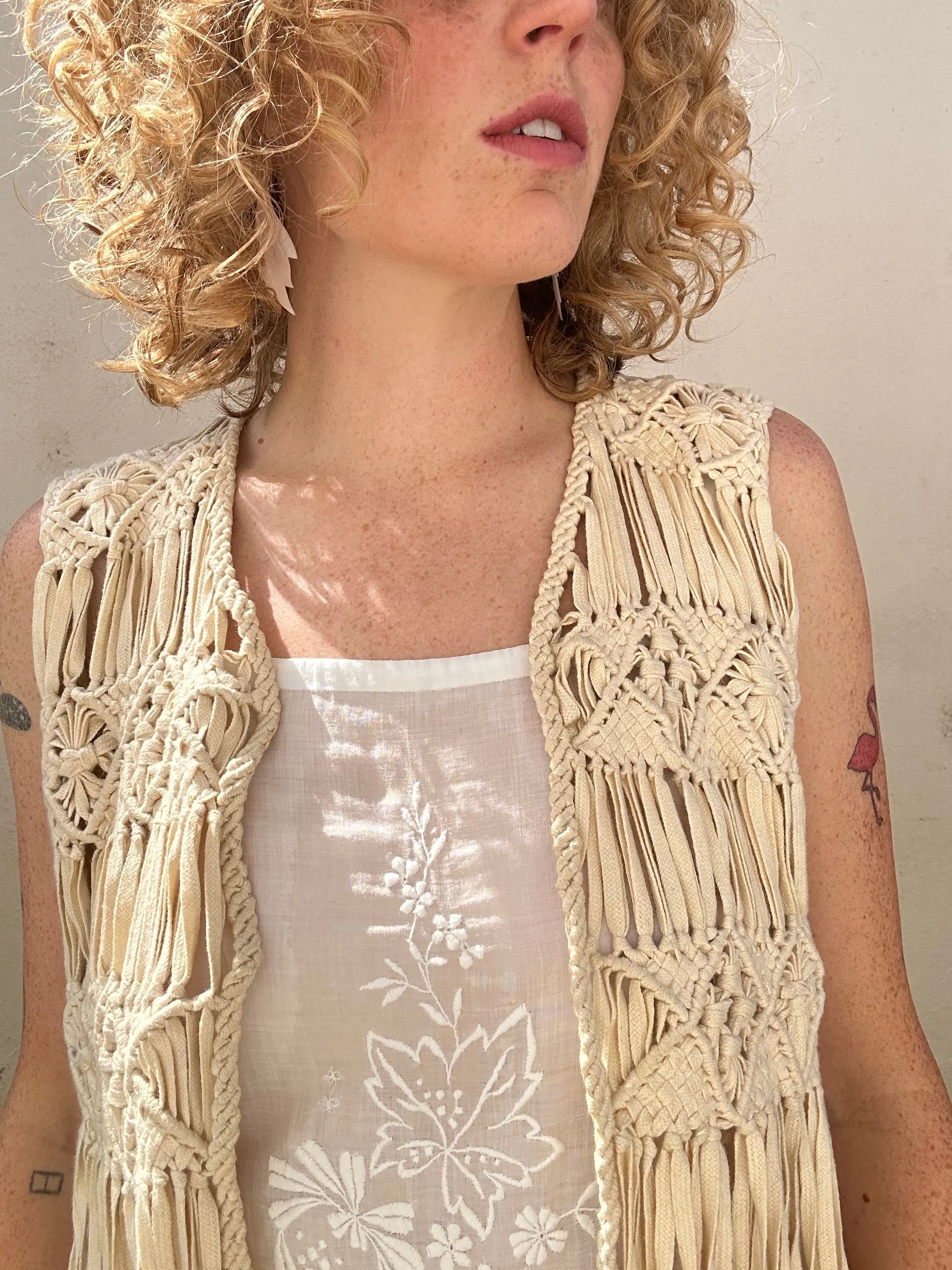 Winter Kate Cream Macrame Vest