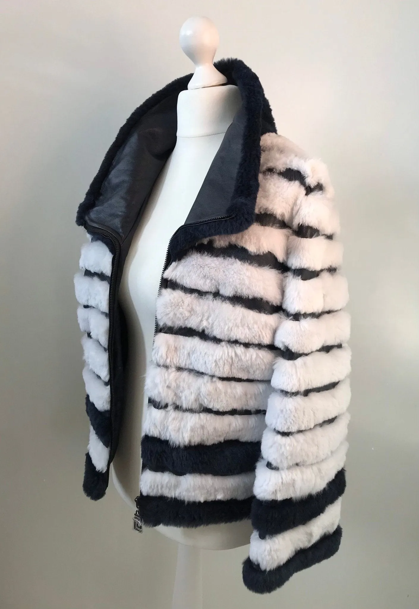 Women jacket сoat  rabbit fur and  leather