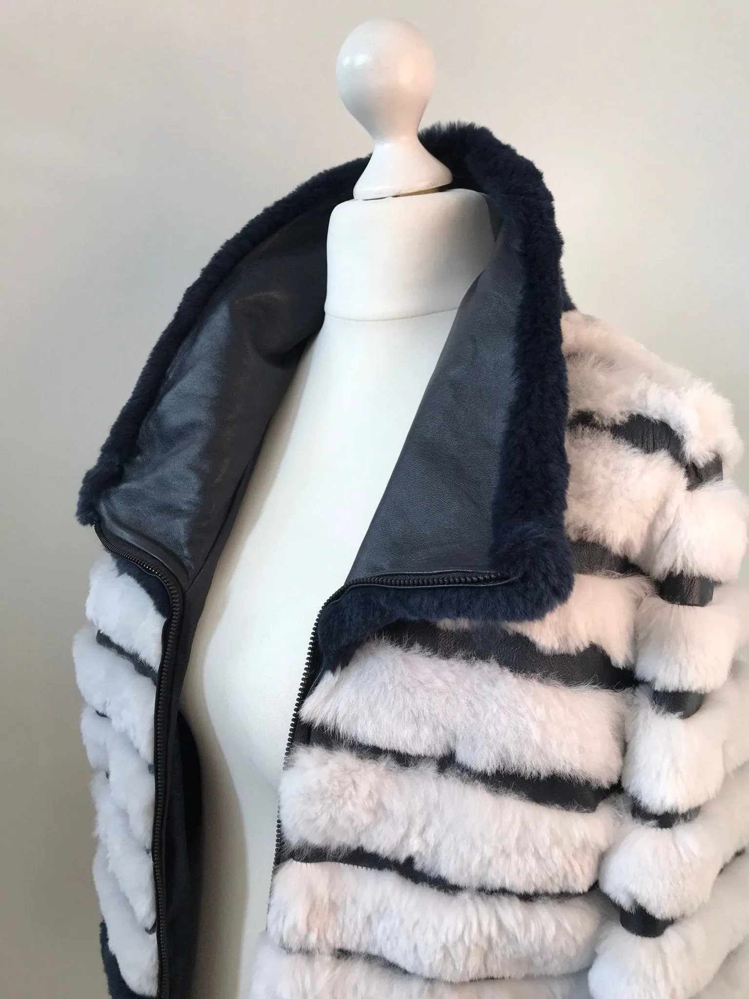 Women jacket сoat  rabbit fur and  leather