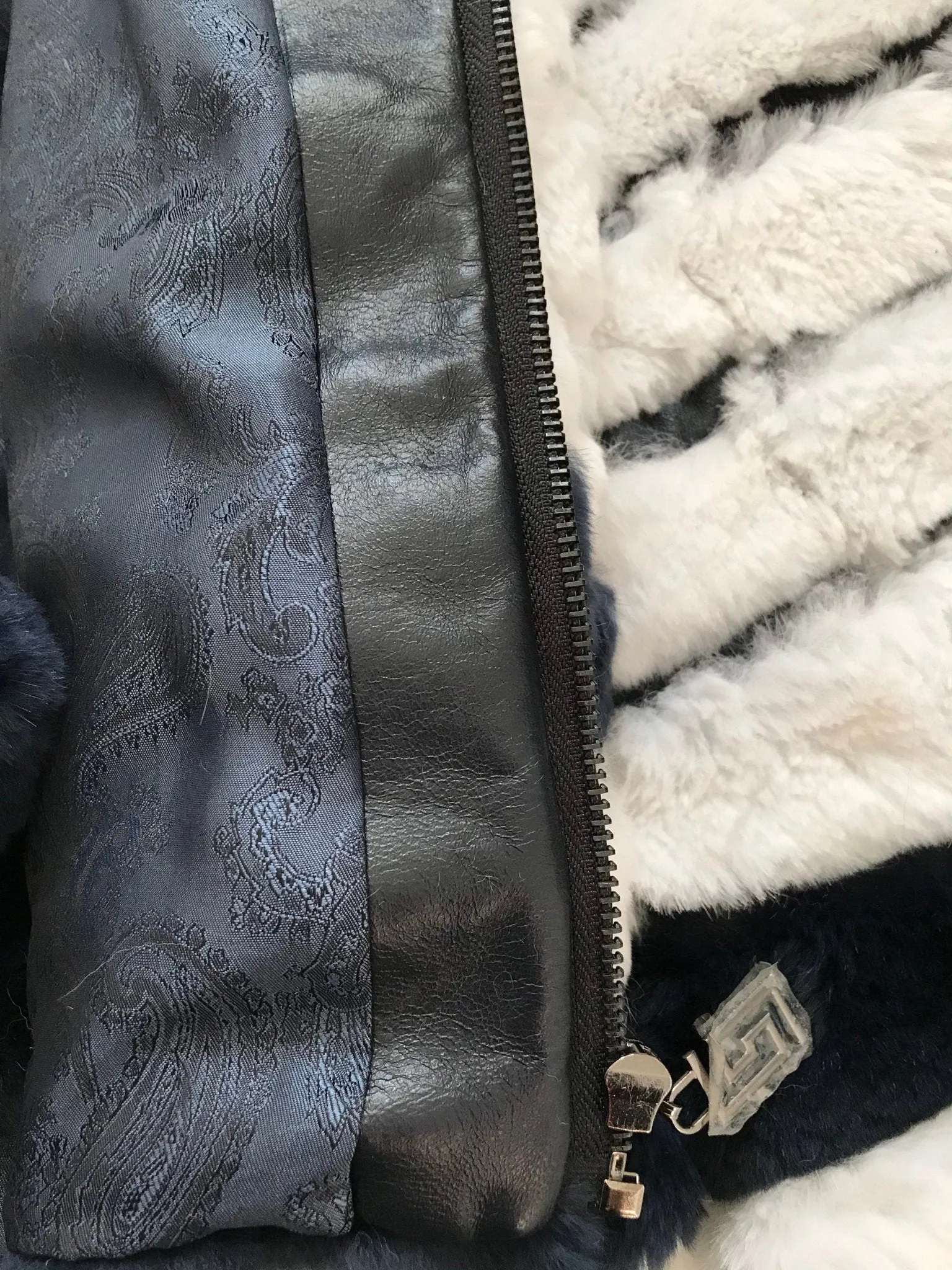 Women jacket сoat  rabbit fur and  leather