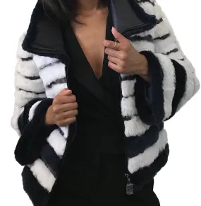 Women jacket сoat  rabbit fur and  leather