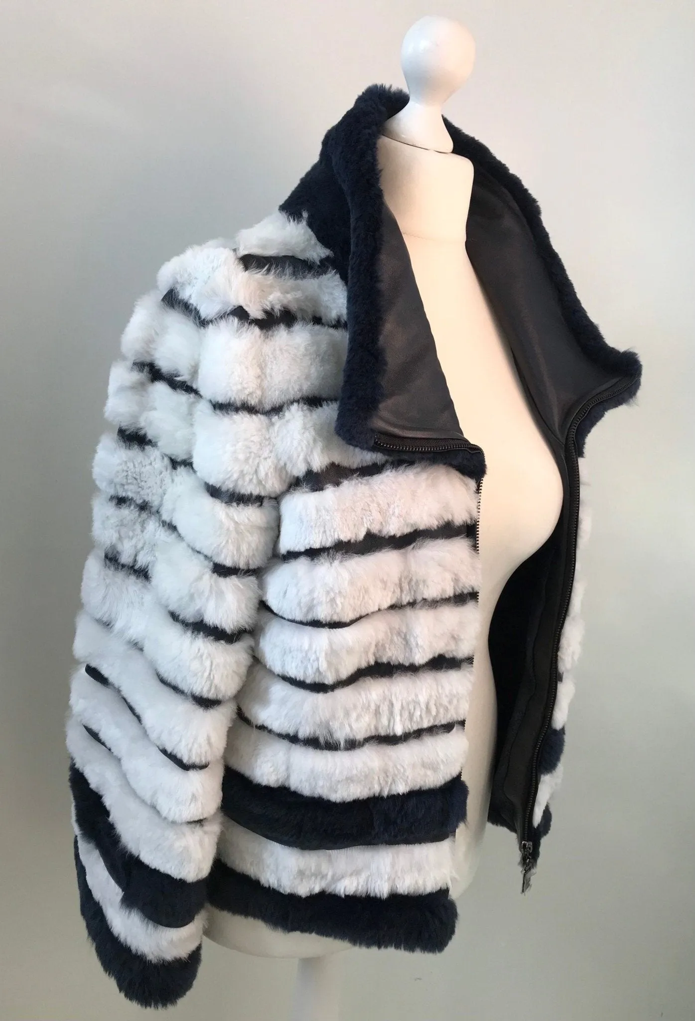 Women jacket сoat  rabbit fur and  leather