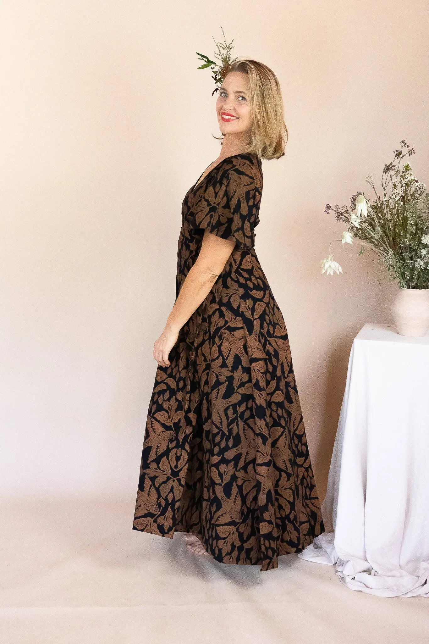 Wrap Dress - Burdock and Bird Print