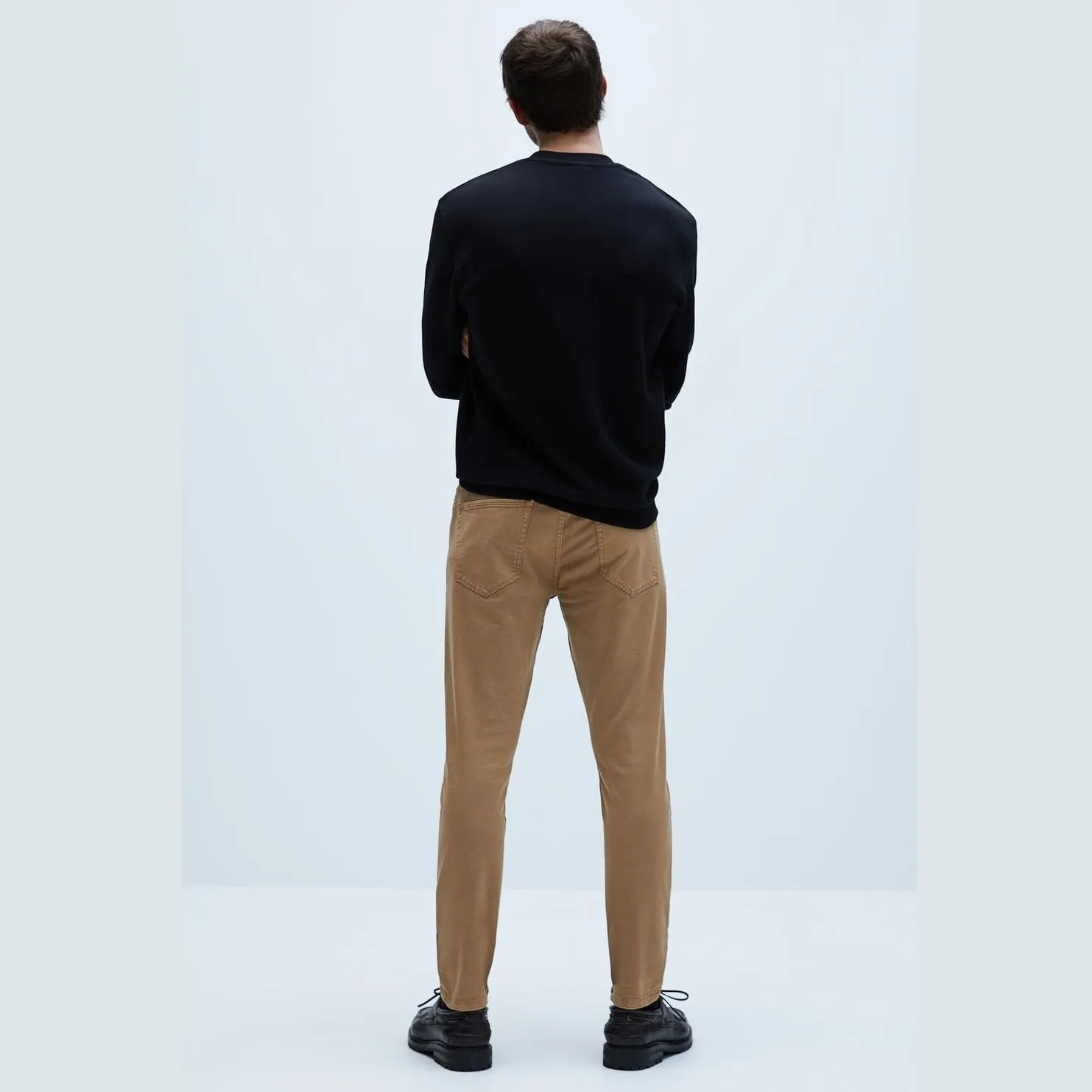 ZR tan basic washed effect slim pants