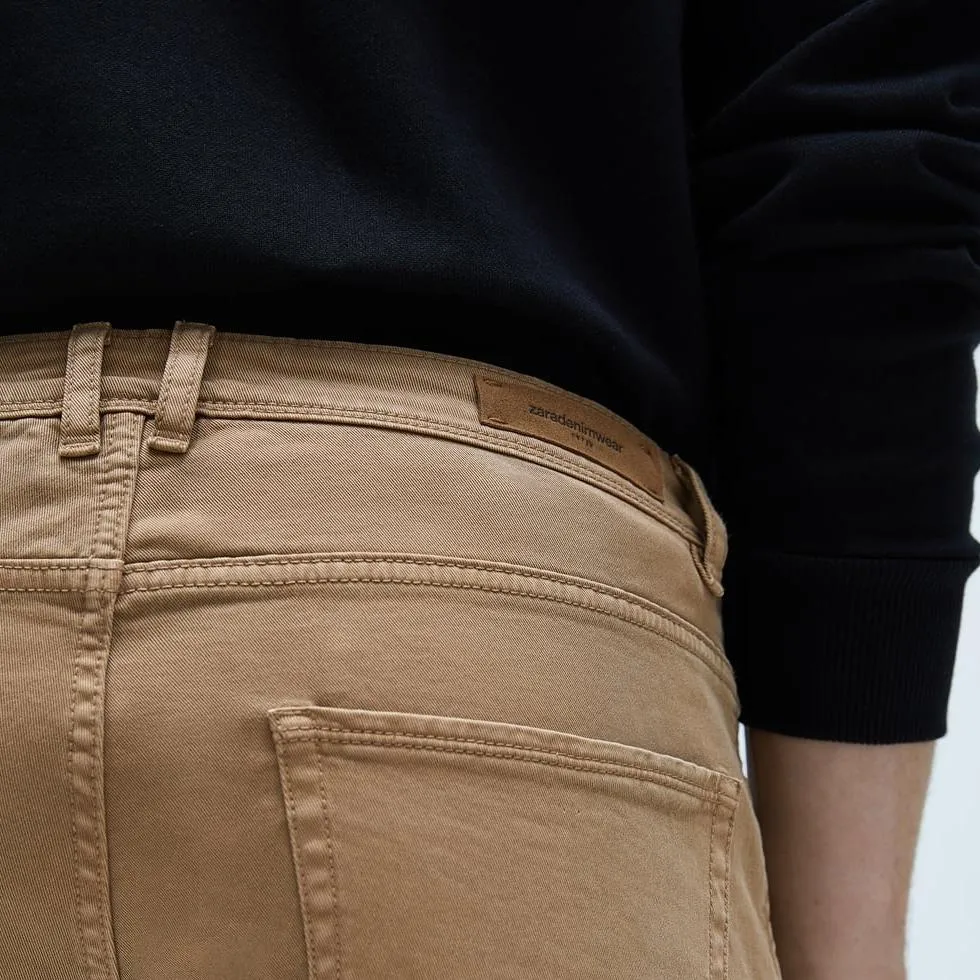 ZR tan basic washed effect slim pants
